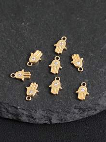 8 件迷你棕榈形水钻装饰 DIY 珠宝吊坠，适用于手链、耳环、腰链 - 金黃色 - 查看 9