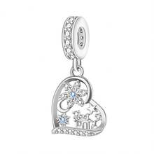 CYMYSS 1 件圣诞雪花铃铛吊坠珠，镀铜银材质，镶嵌立方氧化锆，女士吊坠饰品，冬季及圣诞节节日珠宝礼物