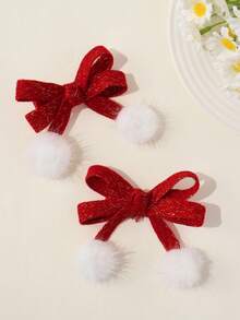 2 buc agrafe de păr elegante și drăguțe cu fundă vișinie pentru fete, potrivite pentru cadouri, asortate zilnic, festivaluri, petreceri