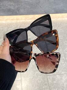 3副女士猫眼眼镜，适合日常出行和摄影，复古风格，适合夏季海滩度假、户外活动和旅行。 - 黑茶 - 查看 8