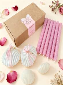 香氛蜡烛生日礼物，送给女性的8件套情人节礼物，独特的贝壳形大豆蜡烛，家居香氛蜡烛礼盒，含蜂蜡香氛蜡烛，家居装饰蜡烛