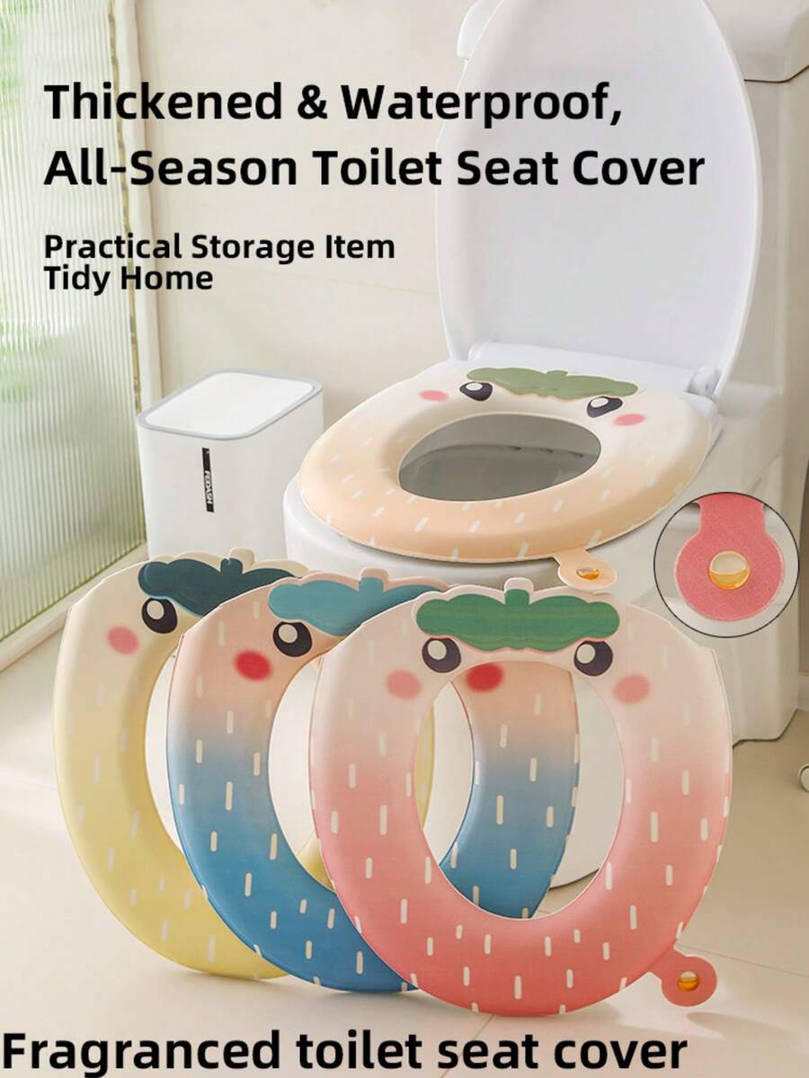 1个草莓香味马桶垫，防水，可重复使用，高端粘性马桶垫，四季皆宜