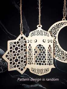 斋月木质墙饰 - 激光切割月亮和星星，带流苏，家居装饰，带流苏的悬挂饰品，适用于客厅、卧室、墙面、室内装饰、节日装饰 - 彩色 - 查看 16