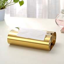 1pc Creative Curved Tissue Box, Stainless Steel Material With Elegant Mirror Effect, Home Decor, Bathroom Vanity/Bedside Table/Office Desk Decoration, Desktop Home Decor And Storage, Napkin Holder, Holiday Family Gathering, Kitchen Dining Table Decoration, Suitable For Home Kitchen Bedroom Living Room Dining Room - Multicolor - View 3