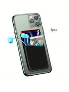 1 Piece Double Layer Silicone Phone Card Holder, Self-Adhesive Silicone Backing Card Holder, Multi-Function Silicone Card Holder, Adhesive Phone Wallet Ultra-Thin Adhesive Silicone Credit Card Holder Sticker Adhesive Phone Wallet Compatible With IPhone Most Android Smartphones Birthday Gift/Boys/Girlfriend Phone Suction Cup - Multicolor - View 24