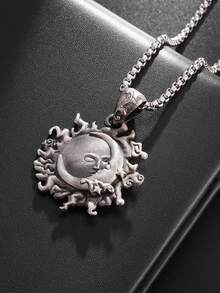 1 chiếc vòng cổ mặt dây chuyền mặt trời, mặt trăng và ngôi sao cổ điển, trang sức thời trang cho cặp đôi, quà tặng sinh nhật - Thời trang phong cách mới - Xem 4