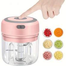 Electric Garlic Masher, Portable Mini Food Chopper, Vegetable Chopper, Small Food Processor, Suitable For Garlic, Fruit Puree, Onion, Herbs, Vegetables, Ginger, Juice Blender, And Kitchen Tomato Dicer And Ginger Grinder - 綠色的 - 查看 7