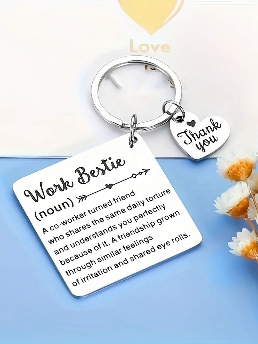 1pc Work Bestie Keychain - Durable Stainless Steel With Heartfelt Thank ...