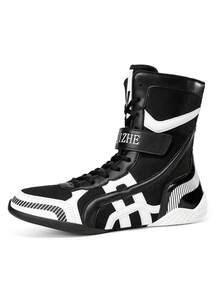 TACHUAN 男士高帮专业拳击鞋、摔跤训练靴、泰拳鞋、健身武术运动鞋