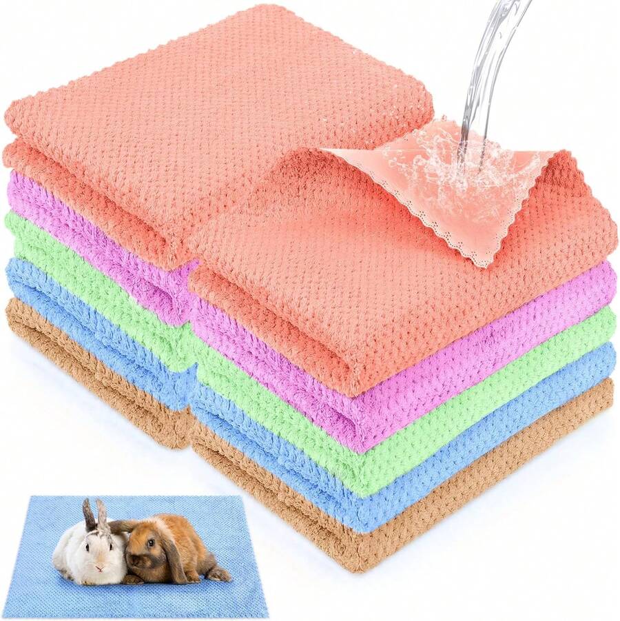 10 piezas impermeables de conejillo de indias para orinar cobayas gato perro mantas forros de jaula de hámster, accesorios de jaula de forro polar coral para animales pequeños, mantas de ropa de cama - café, gris (Gray Coffee) - Ver 1