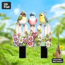 Bohemian Style, Three Little Birds Garden Decoration, Acrylic Sign, Multi-Purpose Animal Theme Garden Art, Rain And Scratch-Proof Outdoor Flower Pot And Garden Display Sign - Multicolor - View 2