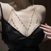 性感胸链配饰，亮片胸链，简约时尚设计，个性化身体链，轻盈奢华，高端品质，百搭女士配饰