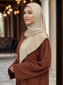 1 件/2 件女士纯色穆斯林便捷头巾，宽松缝纫风格三角围巾，透气防晒经典头巾，适合日常佩戴，优雅时尚的穆斯林头巾 - 彩色 - 查看 28