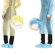 15 Disposable Isolation Gowns, Blue Or Yellow, With Woven Cuffs. For Household Cleaning, Kitchen Use, Moving, Interior Decorating, And Graffiti. Isolates Dirt And Protects Against Splashes. - Yellow - View 3