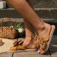 女士简约拖鞋，休闲夏季鞋，轻便沙滩拖鞋 - 橘色 - 查看 2