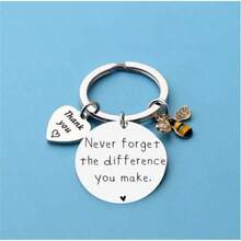 1 móc khóa bằng thép không gỉ khắc, món quà tuyệt vời cho bạn bè, đồng nghiệp, bạn học, nhóm, phụ kiện ngày lễ tạ ơn, Halloween, ngày nhà giáo, túi Giáng sinh, mặt dây chuyền hình xe hơi, ý tưởng quà tặng cho chị em - Bạc - Xem 8