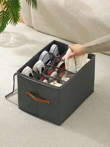 2 Pieces Fabric Shoe Storage Box, Foldable Shoe Organiser With Compartments, Waterproof And Dustproof, Multi-Purpose, Integrated Design - Multicolor - View 7