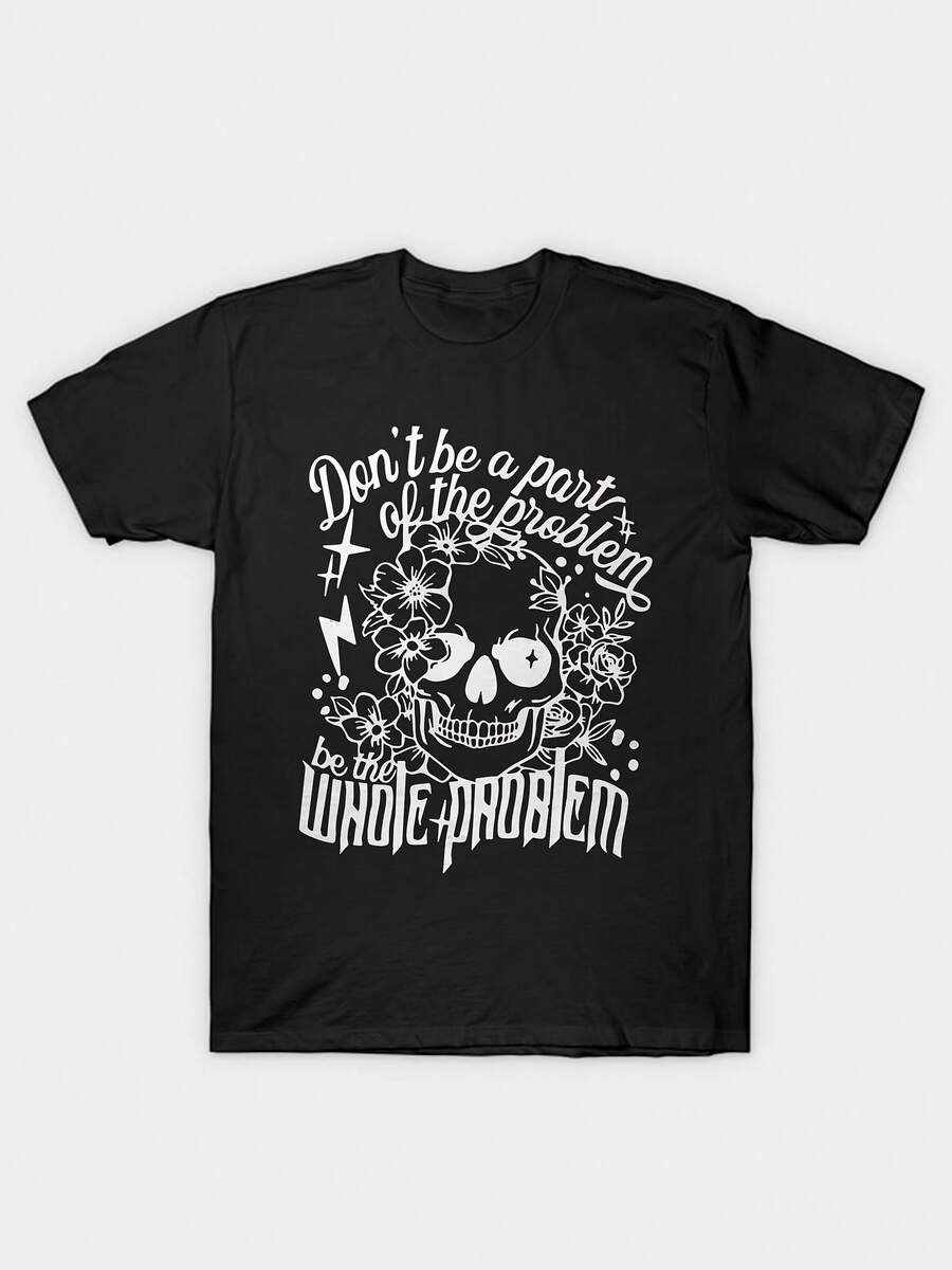 Retro gothic skeleton flor design - Negro - Ver 1