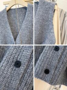 JIANHU 秋冬季女士粗针织毛衣背心，舒适V领无袖套头衫，休闲叠穿造型，适合感恩节和返校季 | 保暖百搭，也适合圣诞节、新年派对和日常穿着 - 灰色 - 查看 11