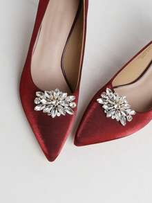 2 件金色水晶、水钻合金鞋夹，闪亮 3D 几何设计，可拆卸鞋饰，适用于女士高跟鞋、运动鞋、包包、服装配饰，优雅、休闲、派对、节日礼物 - 金色 - 查看 5