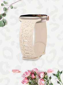 St.Siabe 1pc Unisex Fashion Carved Laser Embossed Paisley Pattern Monochrome Silicone Watch Band, Soft & Comfortable Waterproof Replacement Strap Compatible With Apple Watch Series SE/8/7/6/5/4/3/2/1 38mm 40mm 41mm 45mm 44mm 42mm 49mm - White - View 14