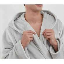 情侣舒适法兰绒浴袍 - 厚实柔软的长款浴袍，带口袋和腰带，条纹设计，可搭配家居服或睡衣，也可作为晨袍穿着，美式简约长袖睡衣 - 秋冬季居家舒适之选，圣诞节和情人节送给爱人的完美礼物！ - 彩色 - 查看 7