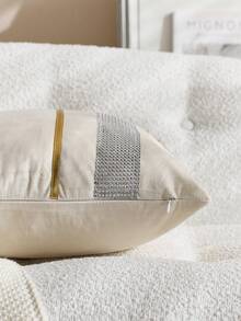 1 件装天鹅绒抱枕套，靠垫套，装饰沙发套，奢华现代拼布抱枕套，适用于客厅、卧室沙发 - 米色 - 查看 5