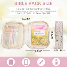 1pc Large Plaid Design Women's Bible Cover Quilted Bible Bag Book Protection Cover Large Capacity Dustproof Book Cover Portable Dustproof Book Cover Fashion Plaid Bible Storage Bag Quilted With Handle Storage Bag Book Protection Cover Home Storage Bag With Zipper Pocket And Handle Bible Learning Supplies Teacher Gift Back To School Gift Cute Girl Birthday Gift - 彩色 - 查看 2