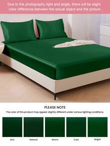 Ga trải giường HONEYMOON màu trơn bằng vải satin bóng, phù hợp với nệm có độ sâu 9-12 inch, sang trọng và mềm mại như lụa, cực kỳ mềm mại và thoáng khí, chống co rút, có thể giặt máy - Kích thước T F Q K cho gia đình và ký túc xá, đạt chứng nhận Oeko-Tex, màu xanh đậm. - Màu xanh lá cây đậm - Xem 9
