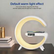 Multifunctional 3-In-1 Design Bluetooth Speaker-/Clock/G-Shaped Bedside Atmosphere Lamp (White), 12 Light Modes, USB Powered,Portable & Versatile Christmas Gift - White - View 9