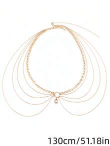 1条女士性感奢华Y2K多层金属腰链，可调节，多尺寸设计，高端百搭。完美适用于日常通勤、派对、聚会或作为节日礼物。 - 金色 - 查看 9