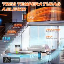 Calentador Electrico para Hogar, 1500W Calentador de Cerámica PTC, Protección de , con 3 Modos, Mandos a Distancia y 1-7 Sincronización, Portátil Calentador para Sala, Oficina, Dormitorio - 1 - Ver 2