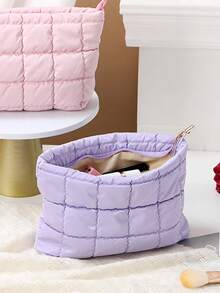 1pc Quilted Down Makeup Bag, Fashion Thickened Makeup Bag, Quilted Embroidered Diamond Pattern Makeup Bag, Casual Clutch, Warm Mini Bag, Cosmetic Storage Bag, Cosmetic Storage Pouch, Mini Makeup Bag, Travel Makeup Bag, Christmas Gift, Friend Gift, Gift, Mother's Day Gift - Multicolor - View 13