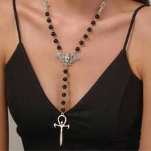1 件耶稣升天日黑色串珠十字星空心项链，多色树脂金属材质哥特式串珠链，轻巧时尚配饰，适合女士、男士、派对、日常穿着、学校、旅行 - 彩色 - 查看 19