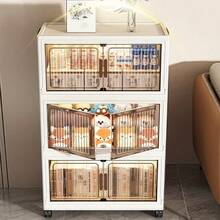 Spacious & Wide Surface Portable Storage Organizers - Stackable Storage Bins With Lids/Wheels/Rolling Drawers, Roomier Foldable Storage Boxes With Lids & Wheels, Foldable Plastic Storage Cabinets For Closet Organization, Multi-Layer Pulley Rack, Dustproof Toy/Clothes Containers For Home Office Dorm & Back To School - 白色 - 查看 5