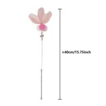 3 piezas Juguetes divertidos para gatos con plumas, varitas de juego interactivas con cascabeles para gatitos, vara de pesca de colores para mascotas, regalo de Navidad - Multicolor - Ver 7