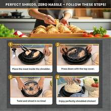 Chicken Shredder Tool Twist Large – 11.8" Meat Shredder Tool Twist For Quick Chicken Breast Shredding - With Non-Slip Pads & Suction Cups, Dishwasher Kitchen Tool - Multicolor - View 7