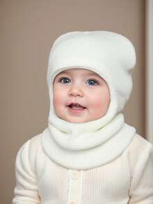 1 件男女通用婴儿/幼儿 1-6 岁纯色针织保暖柔软防护可爱休闲拉法帽，适合户外和日常使用，秋冬季