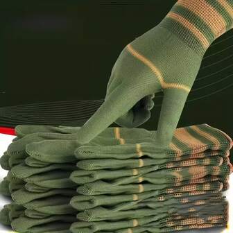 6 par nylonhandskar - Lätta texturerat grepp, Lämpliga för utomhuscykling, fiske, camping, en storlek passar alla - Elastisk stängning, Lätt att rengöra, Viktigt föremål, Campingtillbehör, Multifunktionella handskar, Elastiskt material, Mångsidiga handskar, För fiskeentusiaster