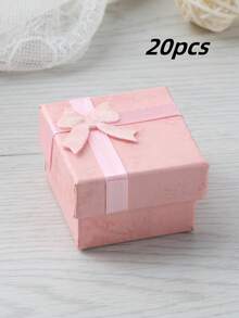 20pcs Pink Cardboard Jewelry Box, Jewelry Gift Boxes, Rings Necklace Bracelet Earring Storage Box, Birthday Festival Gift Packaing Box For Girls,Valentine's Day Gift - Pink - View 7