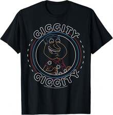 Camiseta de Redondo de Gran Pecho con Contorno de Neón de - Negro - Ver 7