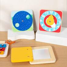 Wooden Busy Module Magnetic Fridge Game For Children's Cognitive Hand-Eye Coordination Training Puzzle Toy Decoration Christmas Gift; - Multicolor - View 4