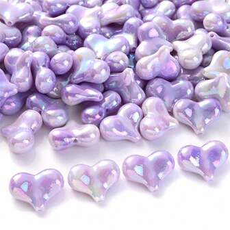 10pcs/20pcs 17x21mm Vibrant AB Color Heart Shape Acrylic Beads With Vertical Hole - Perfect For Fashion Jewelry Making, Necklace, Bracelet, Keychain, Phone Chain Crafting - Colorful Creative Spacer Beads For DIY Accessories