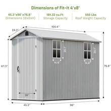 Flamaker 4x8 FT Resin Shed For Outdoor, Garden Tool Storage Shed With Design Of Lockable Doors, Tool Storage For Garden, White - 白色 - 查看 2