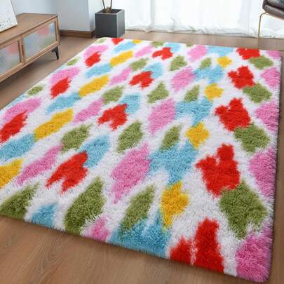 Ultra Soft Fluffy Rugs For Bedroom 4x6 Feet, Shag Area Rugs For Living Room, Large Comfy Furry Rug For Boys Kids Baby Room Decor, Non Slip Nursery Rug Indoor Fuzzy Floor Carpet, Grey Purple