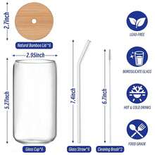 Glass Tea Coffee Cups Set 20pcs/Set (6pc 500ml Water Cup +6pc Bamboo Lid + 6pc Glass Straw + 2pc Straw Brush) 18 Ounce (Approximately 516 Grams) High Borosilicate Drinking Cup, Cute Boba Bottles, Ice Coffee Cups, Tea, DIY For Restaurant - 20PCS - 查看 5