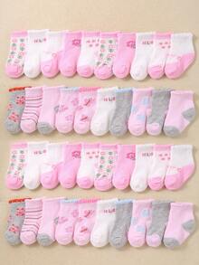 30/20/10/5/1 Pairs Baby Girls' Pink Series Casual Sheer Ankle Socks, Featuring Minimalist Striped, Daisy And Bow Designs, Suitable For Toddlers, All Seasons. Christmas/Thanksgiving Gift, Ankle Socks - Multicolor - View 6