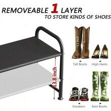 Shoe Rack 3 Tier Long Storage Organizer Wide Metal Shoe Shelf Closet Entryway Black - 2 Tier + Black - View 5