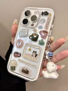 IREH DIY Cute Funny Snowman Tree Illustration Transparent Phone Case Compatible With IPhone 17 ProMax 17Pro 17 Air 17 16 ProMax 15 14 13 12 11 Pro Max Clear Lovely Shockproof Cover - 小貓貼紙 - 查看 9