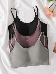 3pcs/Set Women's Back Closure Wireless Seamless Racerback Bras - Multicolor - View 2